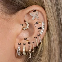 1PC Iced Out CZ Dainty Hoop Earrings for Women Ear Piercing Cartilage Butterfly Helix Daith Conch Tragus Stud Piercing Jewelry 1