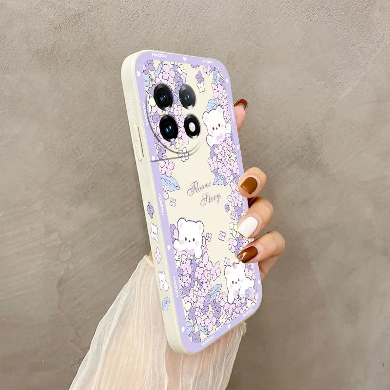 Floral Bear Liquid Silicone Phone Case