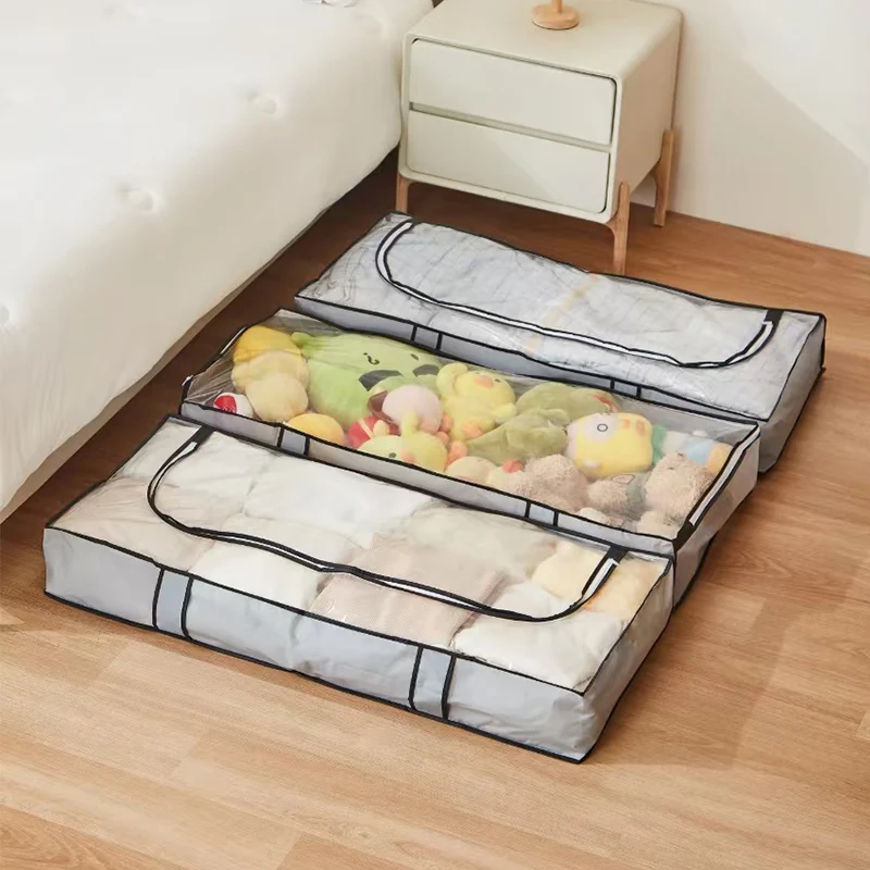 2/4PC 105*45*15cm Under-Bed Storage Bag PEVA Waterproof Quilt Storage Bag Large Capacity Foldable Clothing Bag,storage bag,storage box,clothes organizer,clothes storage bag,clothes storage box,foldable storage bags,clothes storage organizer,foldable storage bag,quilt storage bag,bed storage bag
