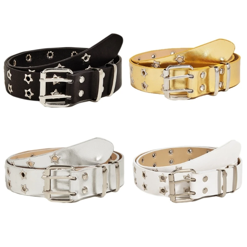 

Women Belt for Jeans Pin Buckle Waist Belt Punk-Style Star Rivet Belt Pants Decors Lady Clothing Accessories Casual Belt