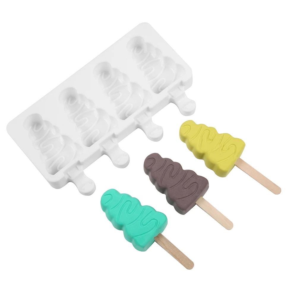 

Silicone Ice Cream Mold 4 Cell Small Size DIY Homemade Popsicle Moulds Freezer Cube Tray Barrel Makers Baking Tools