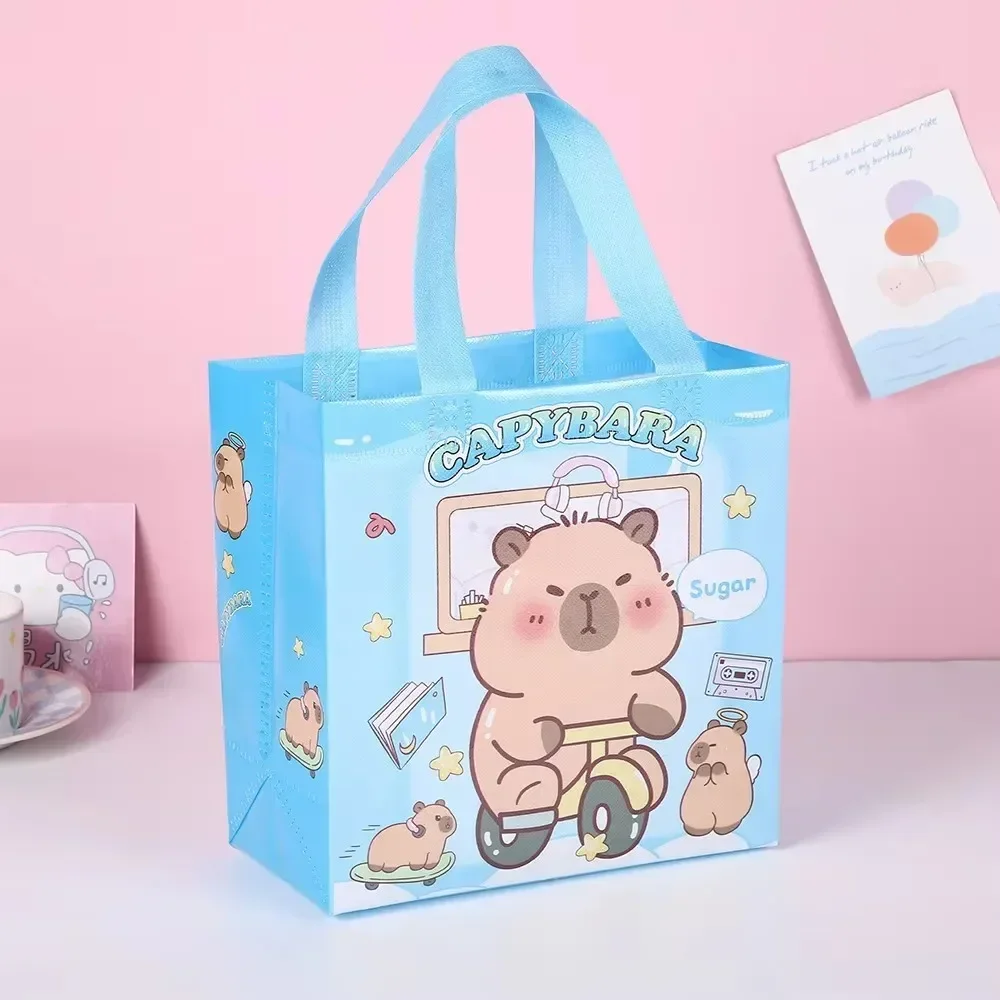Capybara Non-Woven Shopping Bag Recycle Portable Children Gift Capybara Tote Bag Waterproof Large Storage canvas tote bags