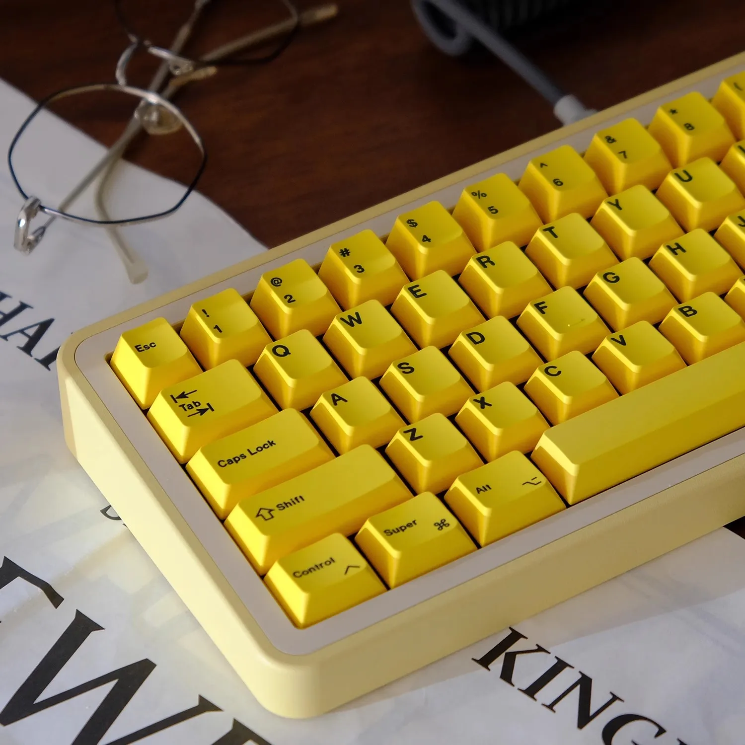 Teclado Amarelo Keycaps 155 Chaves Inglês Perfil Cereja Pbt Sublimação Dye Switch mx Teclado Mecânico Gk61 64 68 75 - Imagem 3