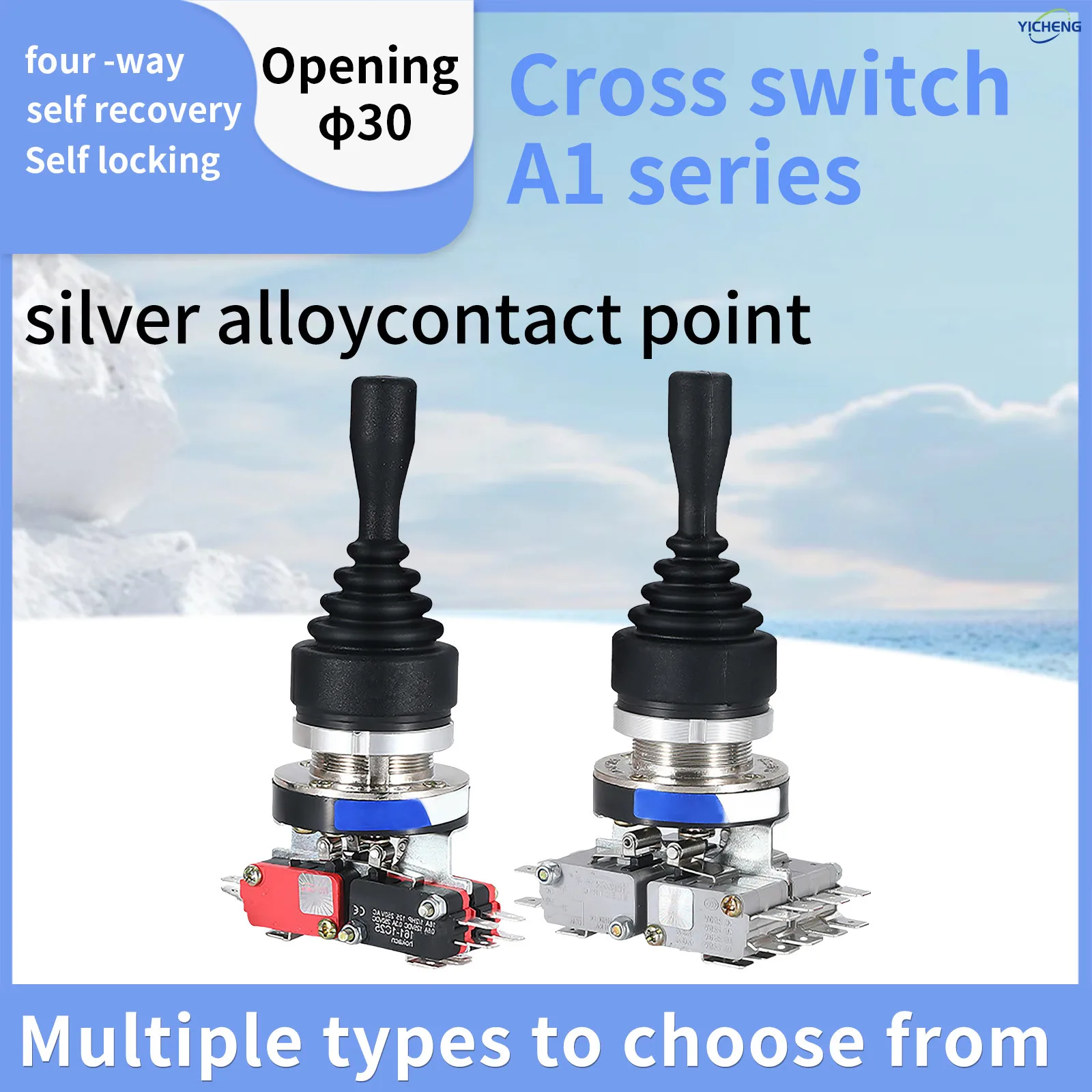1 Stück 30mm Kreuzschalter 4-Wege Selbstverriegelnd/Momentan Rückstellend Master Monolever Joystick-Schalter, 4NO4NC, 8NO8NC Kontaktstellen