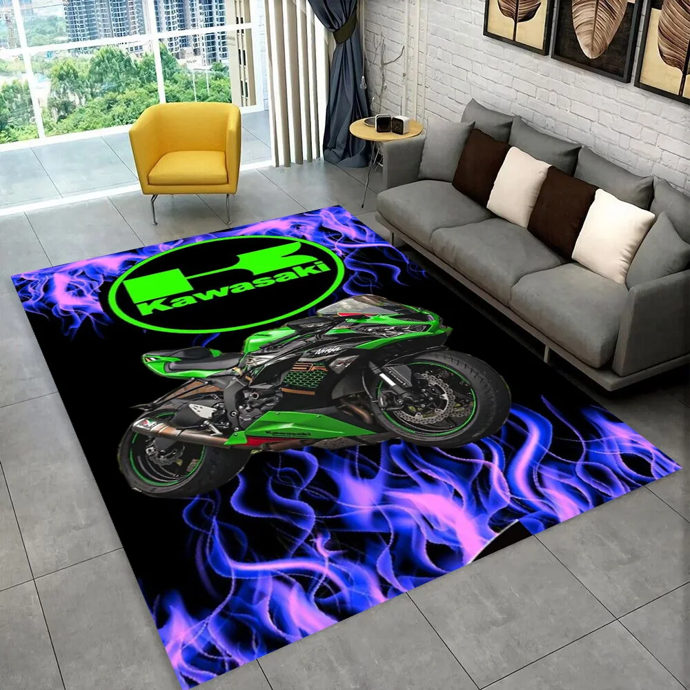 Kawasaki Motorcycle Racing Car Rug Carpet for Living Room Bedroom Home Decor Floor Mat Non-slip for Sofa Doormat Gift