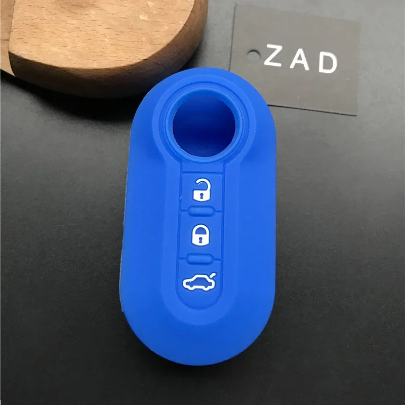 ZAD silicone key cover Case set shell skin fiat 500 3 Buttons Flip remote Key Blank Fob Auto parts car accessories colorful key case key case cover car key shell flip key fob shell