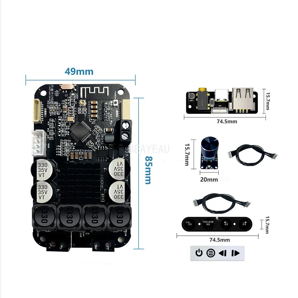 Dsp Bluetooth 5.0 Digital Hifi Placa de Amplificador de Potência Estéreo Botão de Ajuste de Volume Moudle 10-band eq 30w x 50w x Tws - Image 3