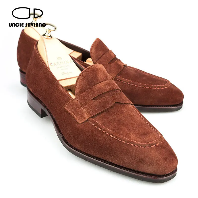 

Uncle Saviano Loafers Men Shoes Solid Business Party Man Shoe Daily Suede Leather Fashion Designer Handmade Shoes Men Original