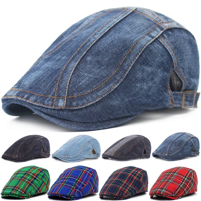 Excellent Fore Cap Beret Cap Spring Autumn Wool Ladies Denim Mens Retro Cap Visor Hat Everyday