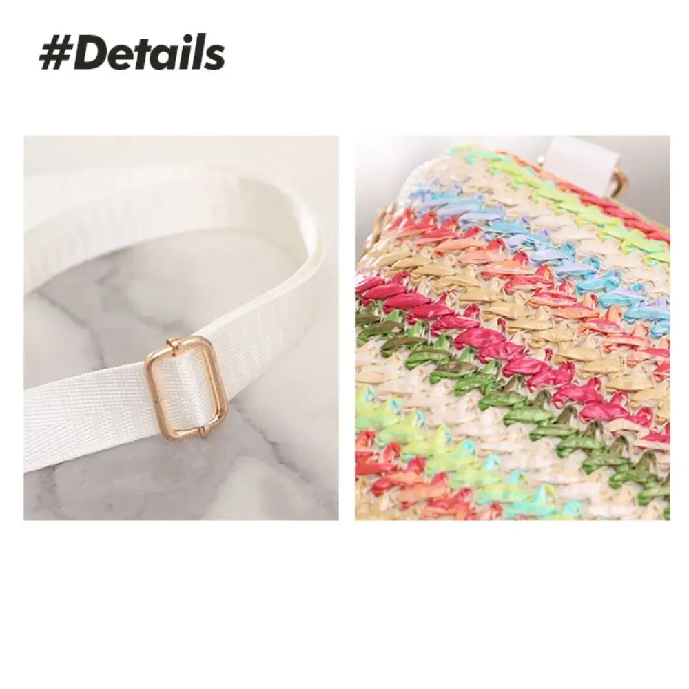 Fashion Colorful Rainbow Woven Bag Travel Organizer Adjustable Strap Girls Shoulder Bag Portable Messenger Bag Daily