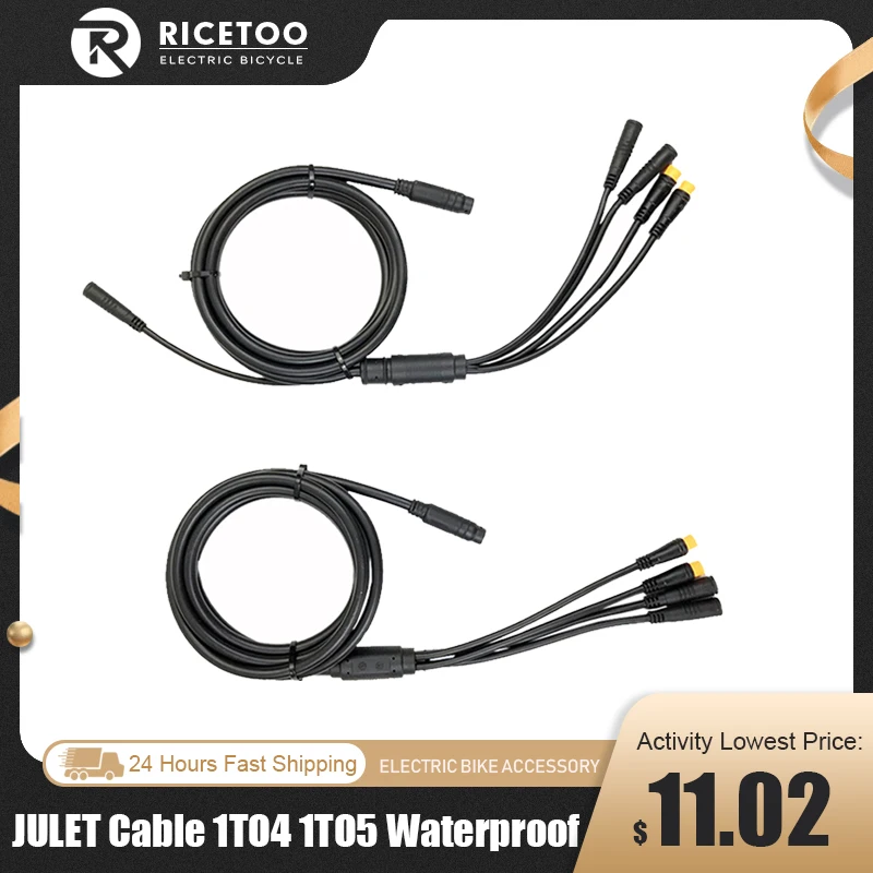 JULET Cable 1TO4 1TO5 Waterproof 8 Pins/9 Pins 1to4 1to5 Cable Leads Wires For KT Controller Motor Throttle Brake Display for bafang waterproof 1t4 eb bus cable harness bbs bbs01 bbs02 bbshd mid motor display brake lever thumb throttle connector