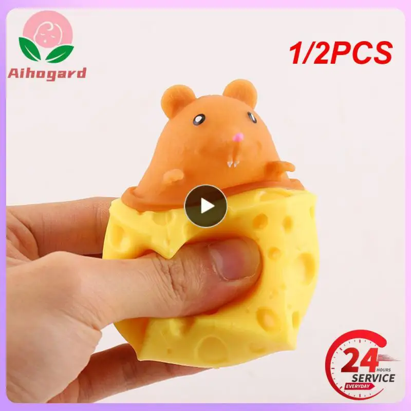 

1/2PCS Funny up Squeeze Toy Cheese Mouse Cup Block Toy Kids Cartoon Stress Relief Decompression Pinching And Seek Toys