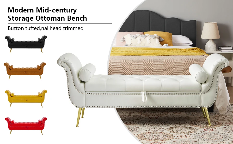 beige storage bench