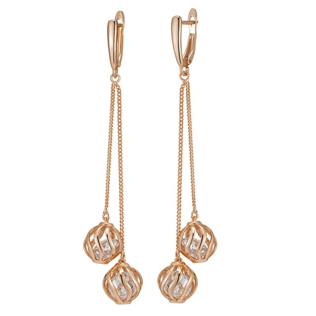 Kinel Hot Trend Long Tassel Dangle Earrings For Women Fashion 585 Rose Gold Color Natural Zircon Fine Daily Jewelry Crystal Gift 6