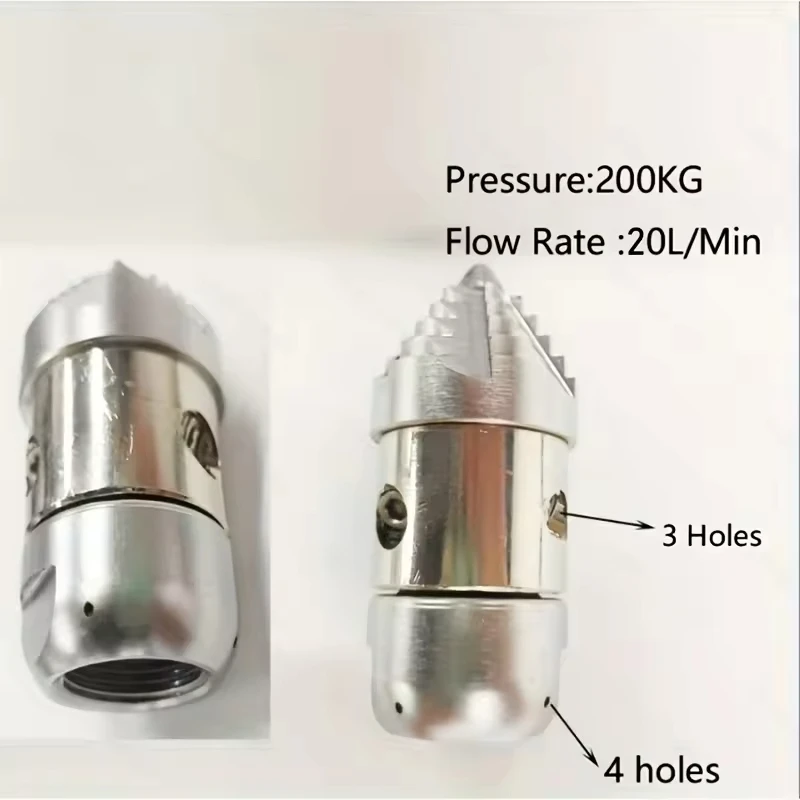 20L/분 회전식 고압 스테인리스 하수구 제트 노즐 청소팁 1/4 퀵 커넥터 파이프라인 준설용 물 분사기