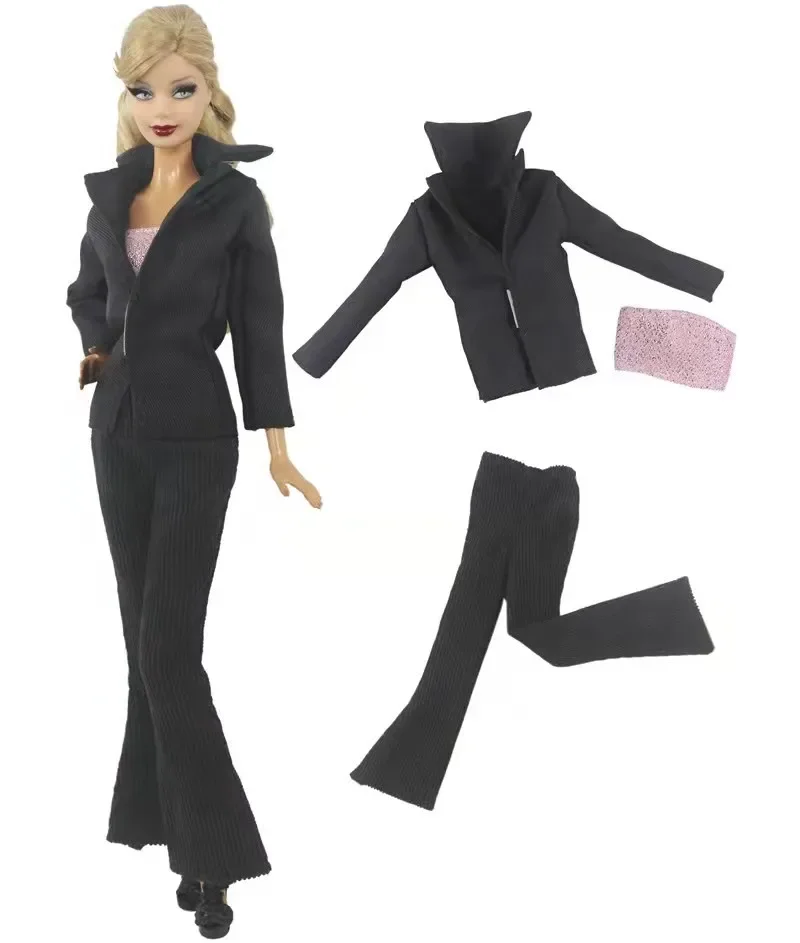 

1/6 BJD Clothes for Barbie Doll Clothes Outfits Black Office Lady Work Wear Suit Tank Coat Jacket Pants 30cm Dolls Accessory Toy