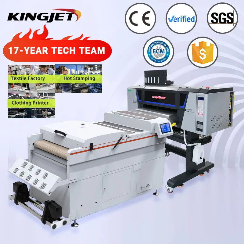 2025Kingjet Dtf Printer I3200 Xp600 60cm Dual Head Powder Shaker Impression Dtf A3 Transfers for Tshirt Printing Machine