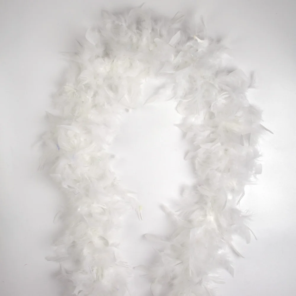 Écharpe En Plumes De Dinde Blanche De 2 Mètres - Foulard Duveteux Pour Fêtes, Mariages, Noël Et Décoration - Fait Main Et Réutilisable