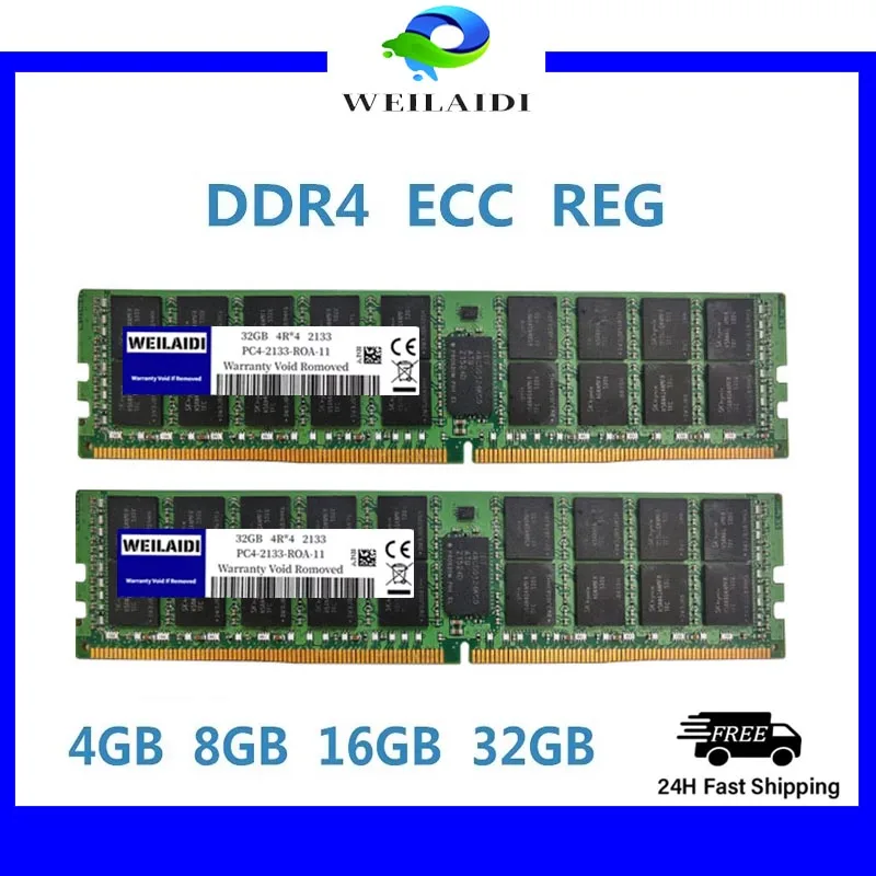 thumbnail image 1 of DDR4 Server Memory Ram 16GB 8GB 32GB 64GB PC4 2400MHz 2133MHz 2666MHz 3200MHz 2133P 2400T 2666V REG ECC Support X99 Motherboard, 1 of 4