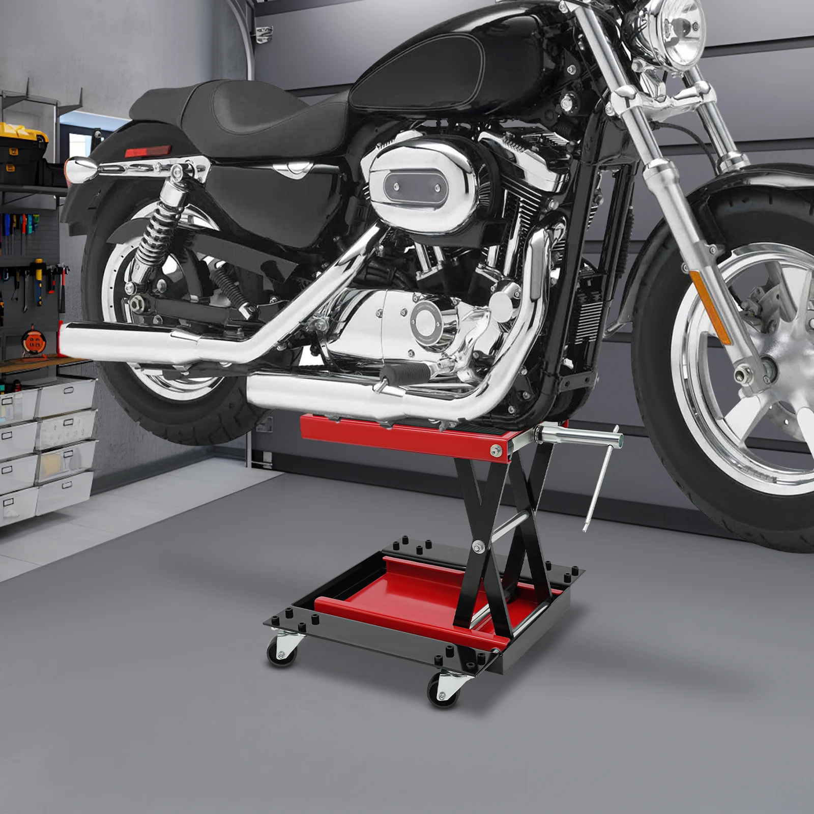 Motorradheber auf Rädern, Motorrad-Hebewagenheber, Motorrad-Reparaturheber, 12-39 cm verstellbar für ATVs, Quad-Bikes – Detail 4