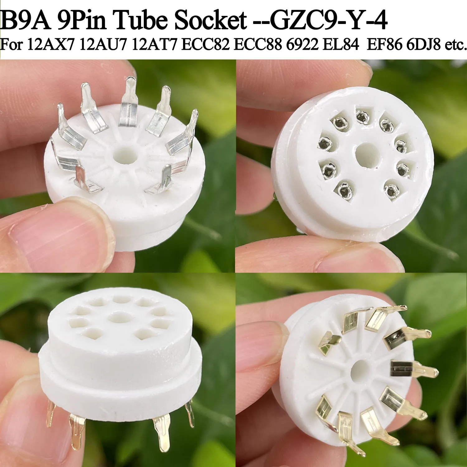 10PCS 9pin B9A Ceramic Tube Socket Gold Plated For ECC83 6DJ8 12AX7 7199 6922 EL84 5670 12au7 Tube AMP PCB Mount