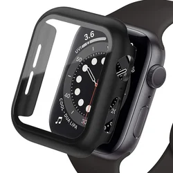 Premium Glass Matte Watch Cover with Screen Protector Bumper for 41MM Series 7 8 9 (Black)