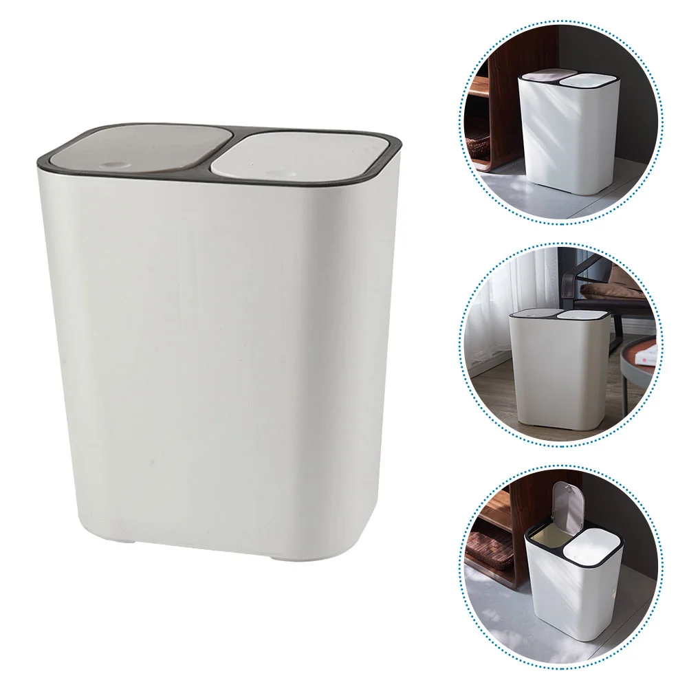 

Dual Trash Can Garbage Can Recycle Bin Dual Compartments Garbage Waste Can Dry Wet Classified Trash Can Dustbin Rubbish Box