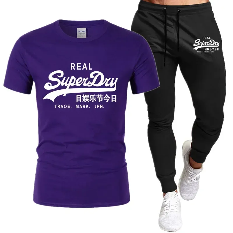2024 Men's clothes Summer brand printed cotton short-sleeved T-shirt + trousers men's sets jogging men's tracksuit