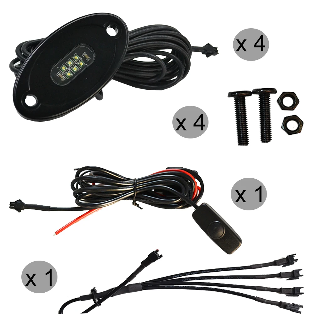 Wholesale 4 PCS with remote Car part 18W led light IP68 Waterproof White car accessories 2022 rock lights