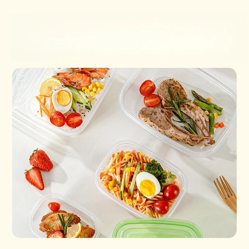 Disposable Food Grade Covered Fresh-keeping Box with Microwave Function Square Storage Box Frozen Vegetable Takeaway Packaging
