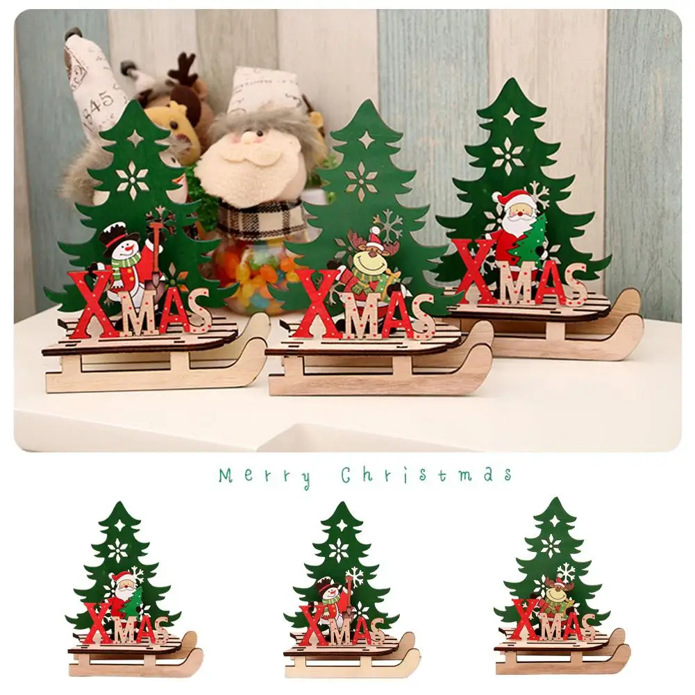 

Christmas Creative Wooden Santa Deer Snowman Assembled Car Gift Home DIY Accessories Children's Christmas Decoration Merry M1B3