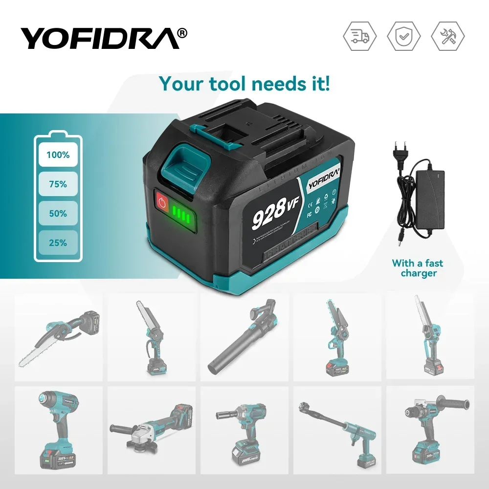 YOFIDRA Rechargeable Lithium Battery 388VF 928VF 22500mAh 15000mAh Li-ion Compatible with Electric Chainsaw Drill Wrench Power Tool - Image 5