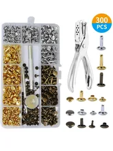  480 Pcs Metal Double Cap Rivets Studs Round Rivet for DIY Leather Craft Bag Belt Clothing Garment Shoes Pet Collar Fixing Tools 