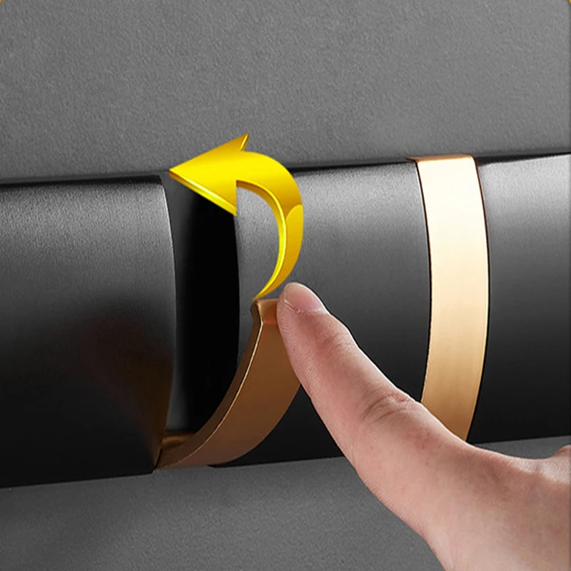 Door Hanger Clothes Hook Kitchen Bedroom Towel Coats Storage Rack Foldable Invisible And Traceless Black Golden Hook Organizer