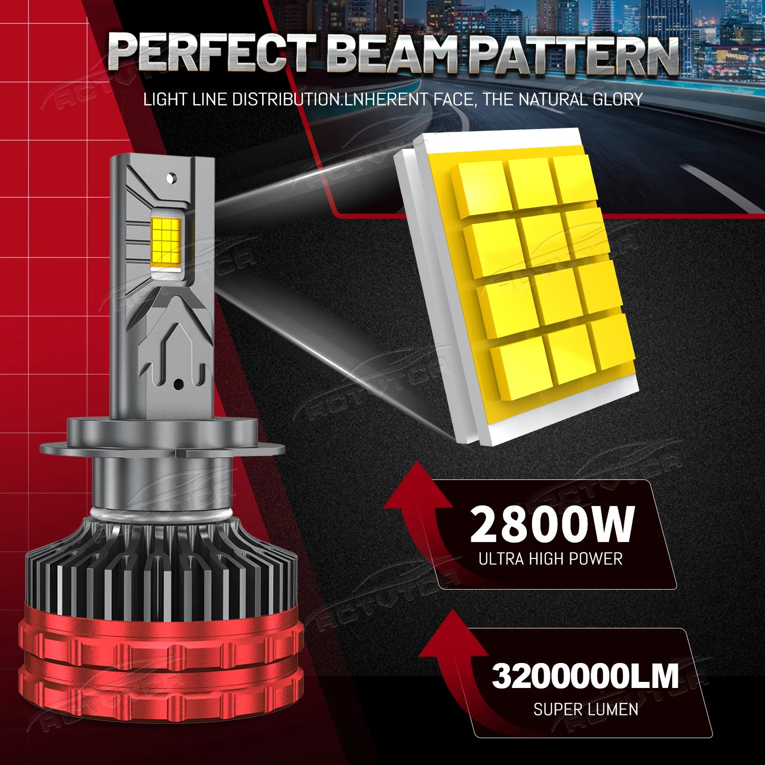 ACTVTCA H4 H7 LED CANBUS H11 H1 9005 HB3 9006 HB4 9007 9008 9012 LED Headlights 2800W High Power 3200000LM Car Headlamp Bulb