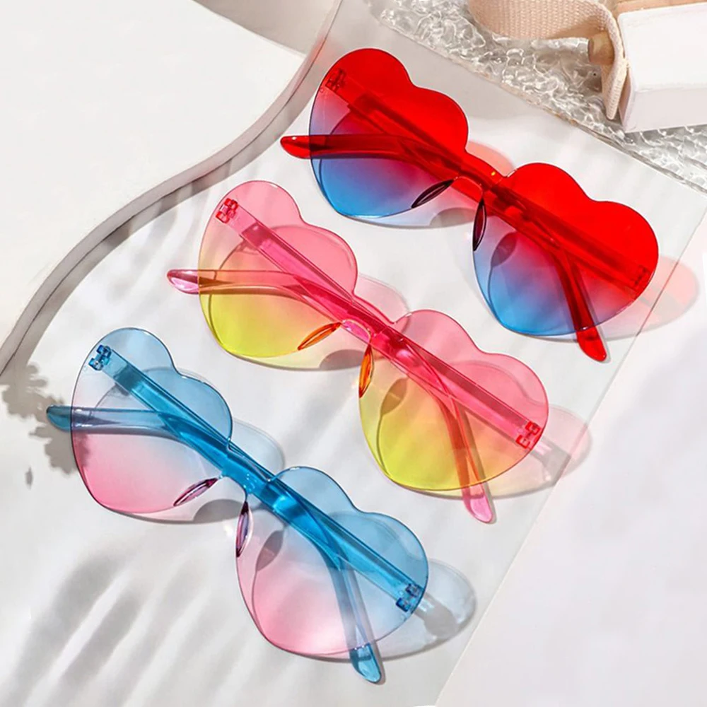 

Fashion Colorful Heart-shaped Sunglasses Women Party Girls Outdoor Sun Protection Jelly Gradient Sun Glasses Goggles UV400 1Pcs