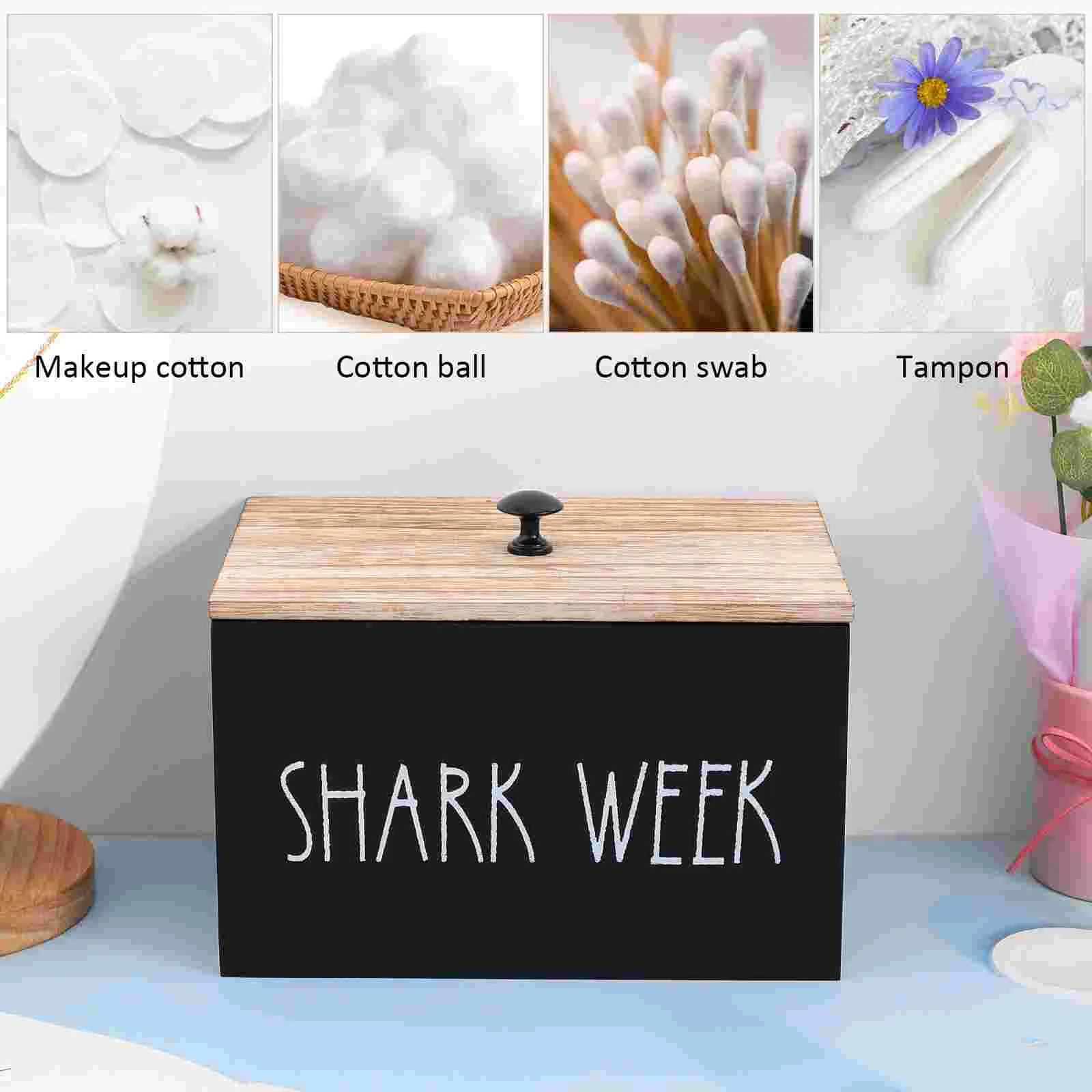 Sanitary Napkin Storage Box Cotton Pads Holder Period Organizer Desktop Makeup Wooden Bin With Lid 4