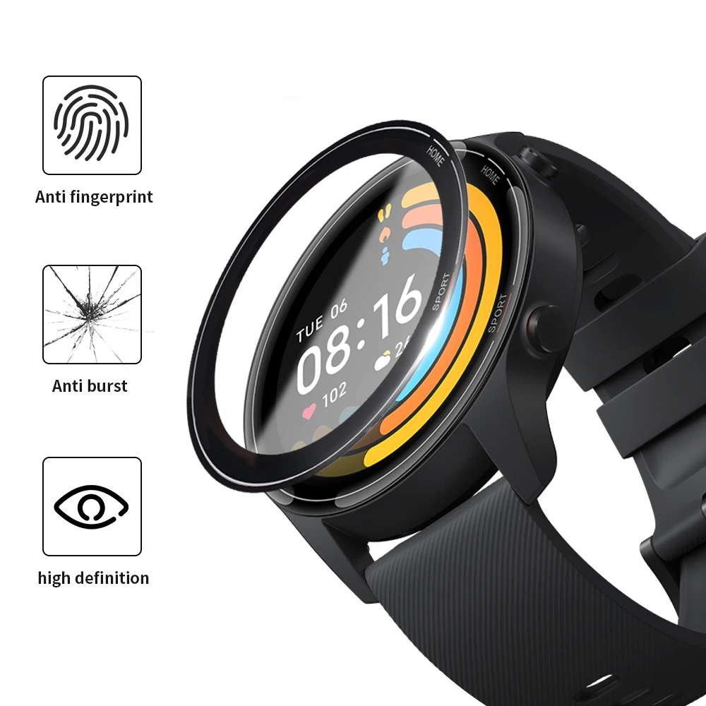 4-1PACK Gebogene Rand Vollen Weichen Schutzhülle Film Für Xiaomi Uhr Mi Farbe Sport Edition Smart Uhr Screen protector (Nicht Glas)