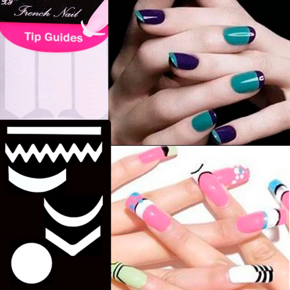 

New 2Pack Creative DIY Beauty French Manicure Form Nail Art Tape Tools Round Stencil