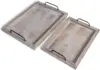 Rustic Vintage Food Serving Trays| Nesting Wooden Board with Metal Handles | Stylish Farmhouse Decor Serving Platters | 6