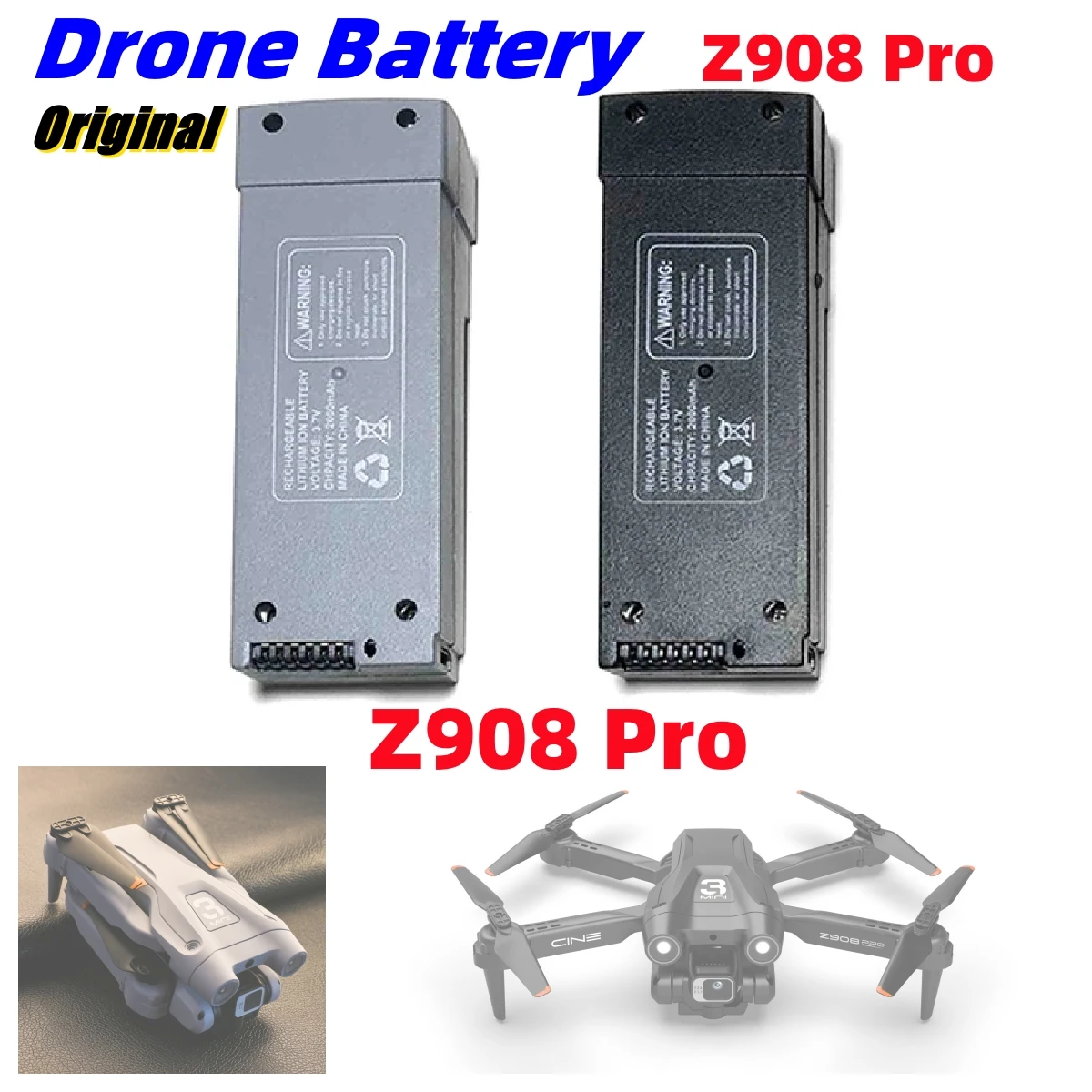 

Free Shipping JHD Z908 Pro Battery for Z908 PRO RC Plane 3.7V 2000MAh Oringal Z908 Grey Battery
