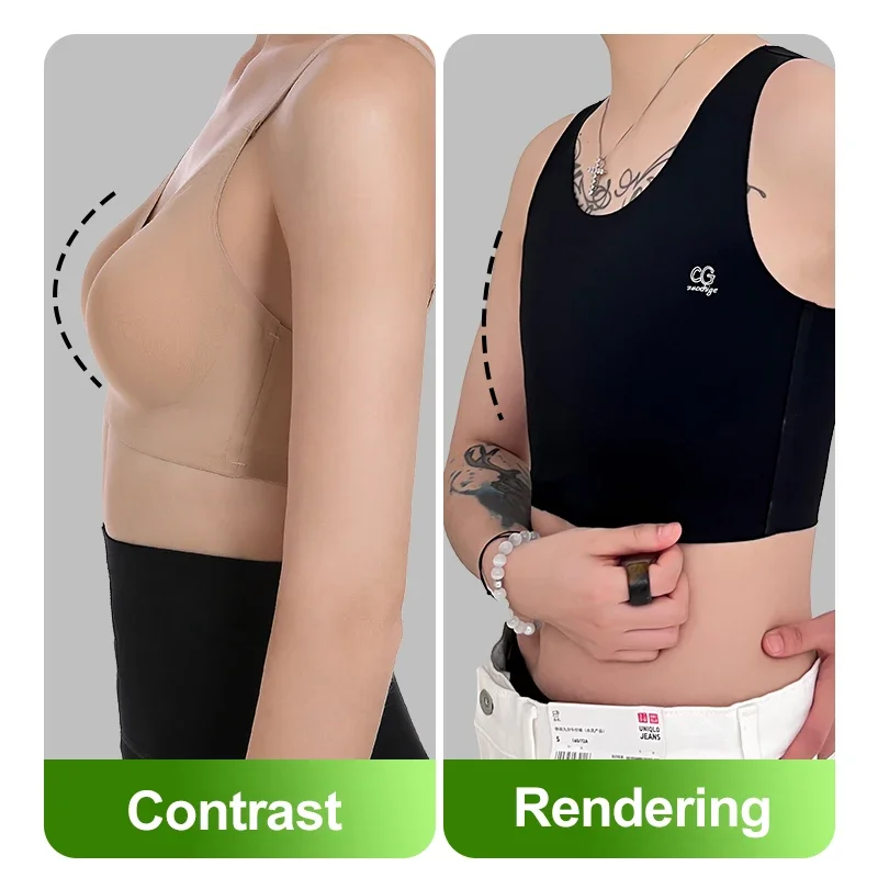 HaleyChan Women's Pullover Chest Binder Invisible Traceless Comfortable Binders Trans Lesbian Tomboy Gay's Underwear Crop Top