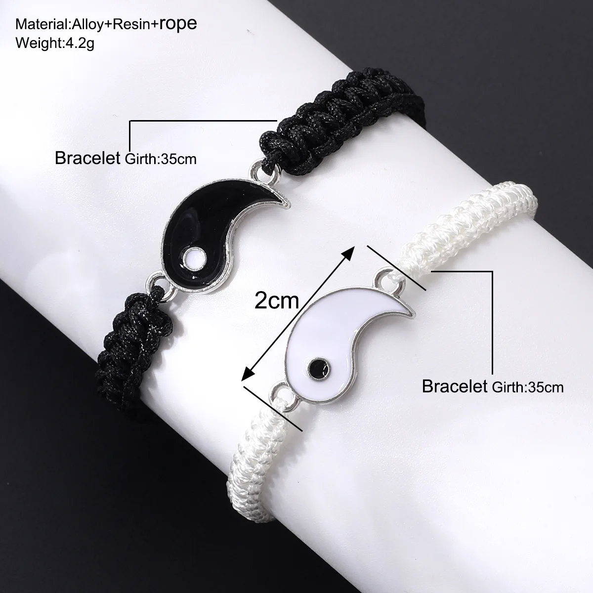 New Y2K Fashion Couple Bracelets for Women Tai Chi Yin Yang Hand-Woven Stitching Pendant Adjustable Rope Bracelets Jewelry Gifts