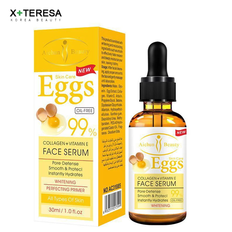 Natural Snail Face Serum Firming Collagen VitaminE Nourishing Tender Brighten Skin Care Moisturizing Egg Serum Facial Beauty
