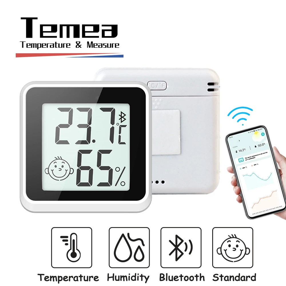 Temea Bluetooth compatible Mini Thermometer LCD Digital Temperature
