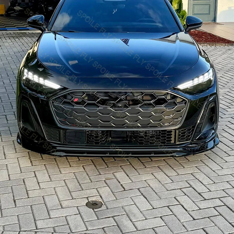 아우디 A5 B10 2024 2025 2026 고품질 ABS 4개입 자동차 프론트 립 범퍼 스포일러 스플리터 커버 바디 키트 글로시 블랙