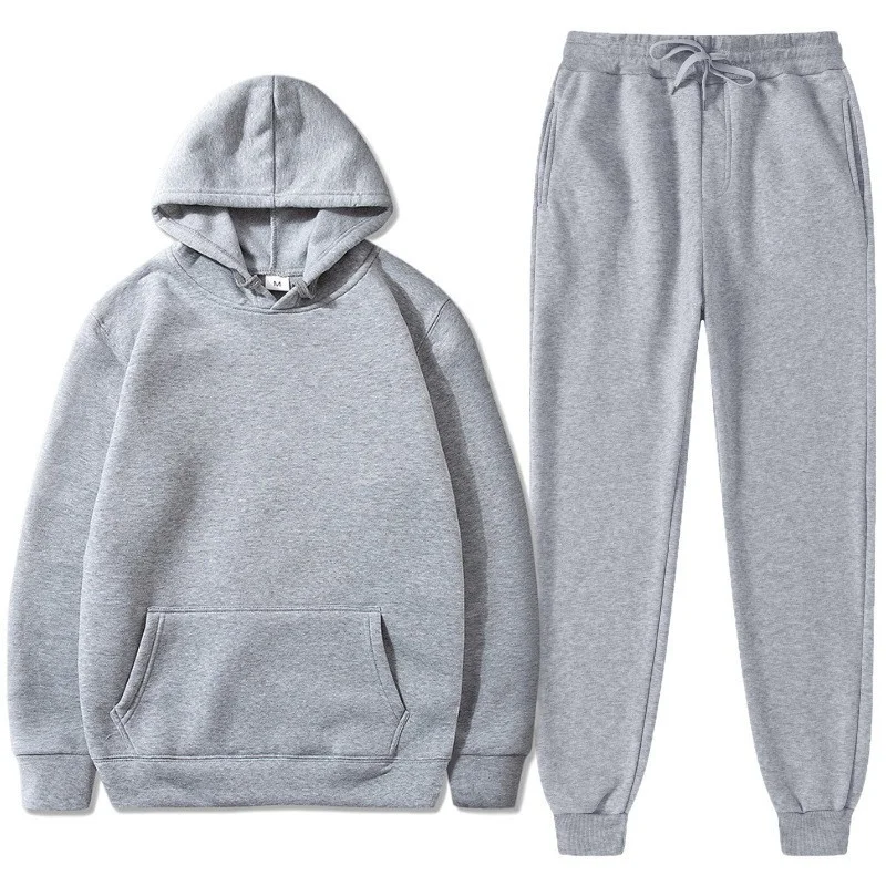 2023 Men's Sportswear Casual Sports Suit Streetwear Pullover Solid Color Hoodie Spring Autumn Customized Suit Unisex