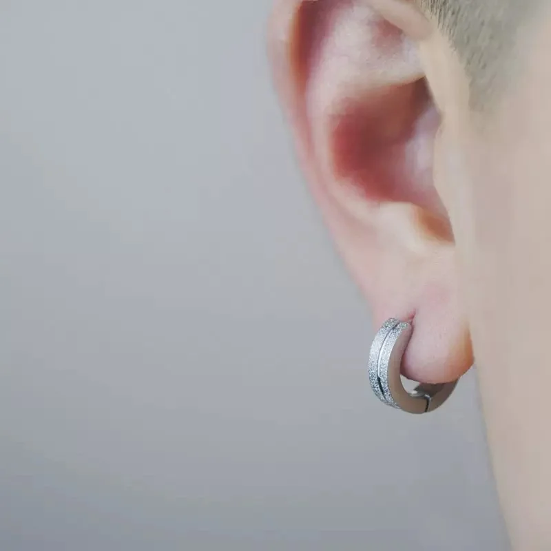 Matte Ear Buckle 925 Silver Men Hip Hop Earrings Jewelry Simple Personalized Punk Style Black Color Boys' Earrings Accessories