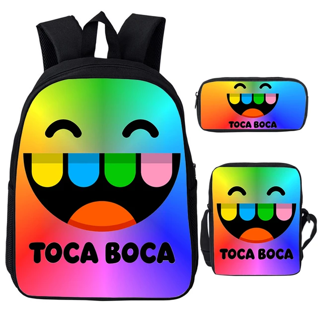 Toca Life World Backpack for Boys Girls Toca Boca Print Zipper Bagpacks  Anime Game Knapsack 3Pcs/