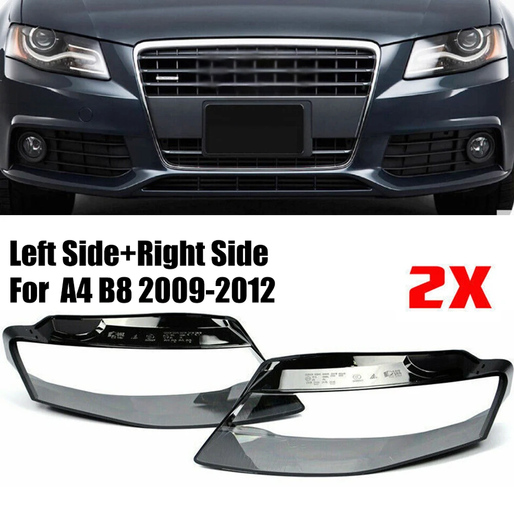 

Pair Car Headlight Headlamp Lens Shell Cover For A4 B8 2009-2012 Left & Right